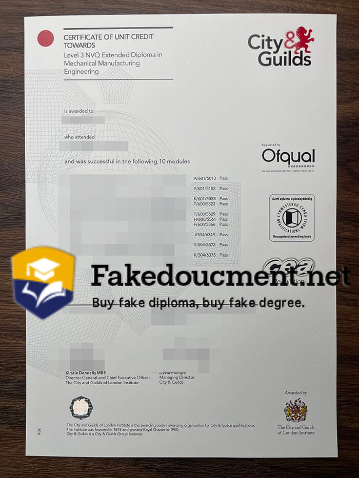 purchase fake City & Guilds Level 3 NVA Extended Diploma transcript