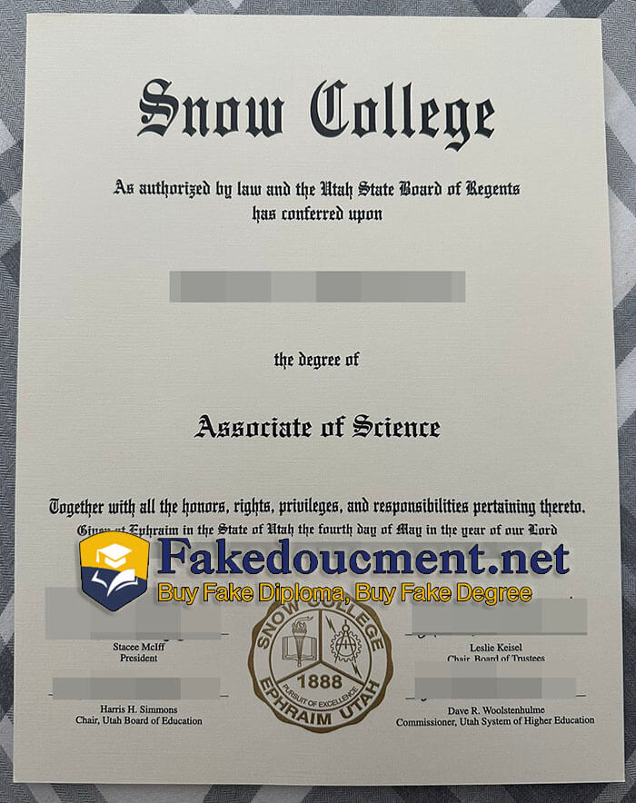 purchase fake Snow College diploma