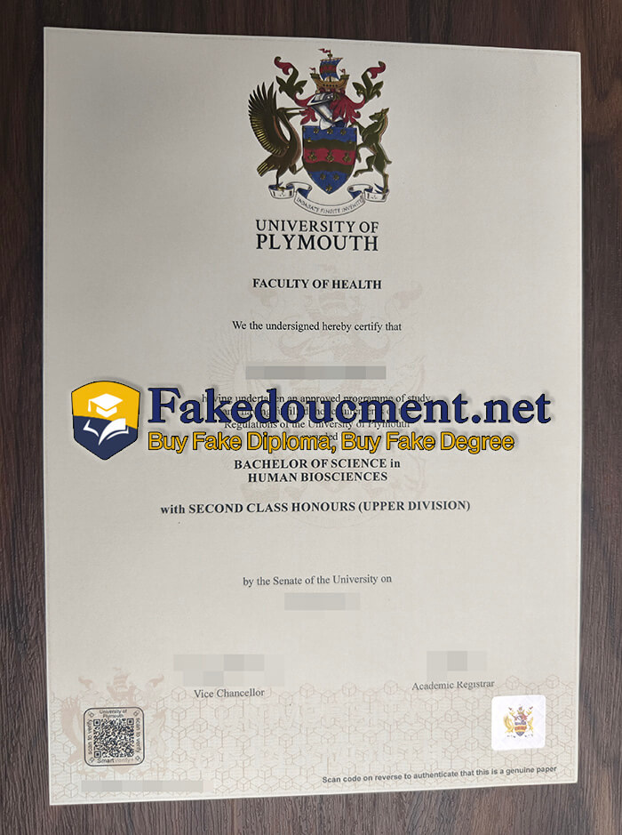 purchase fake University of Plymouth diploma