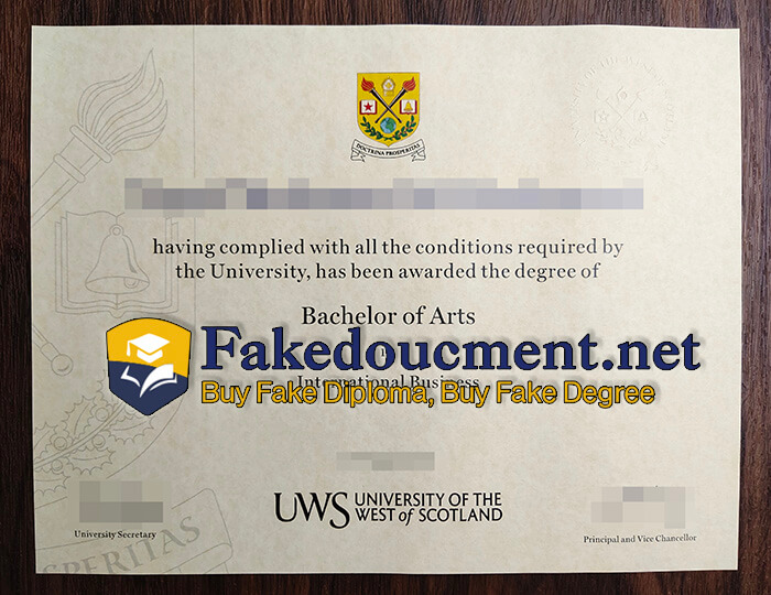 purchase fake University of the WEST of Scotland diploma