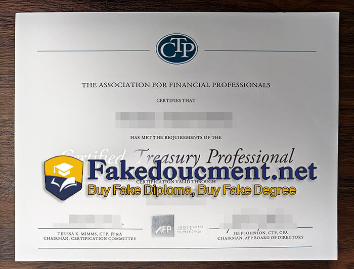 purchase fake Certified Treasury Professional certificate