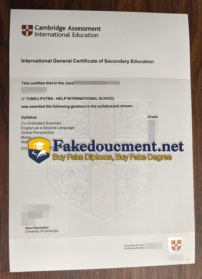 purchase fake International General Certificate of Secondary Education Transcript