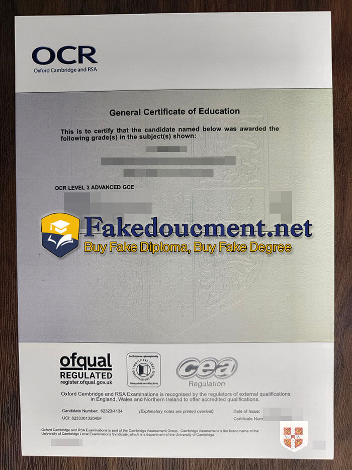 purchase fake OCR General Certificate of Education