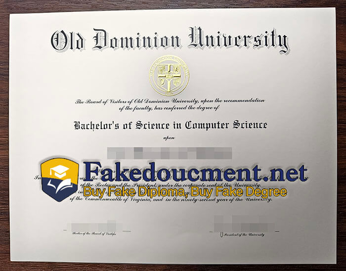 purchase realistic Old Dominion University diploma