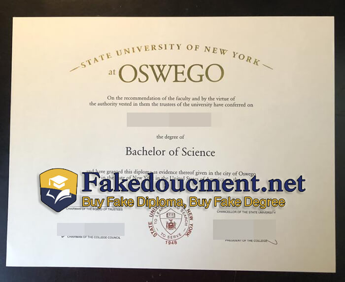 purchase realistic State University of New York at Oswego diploma