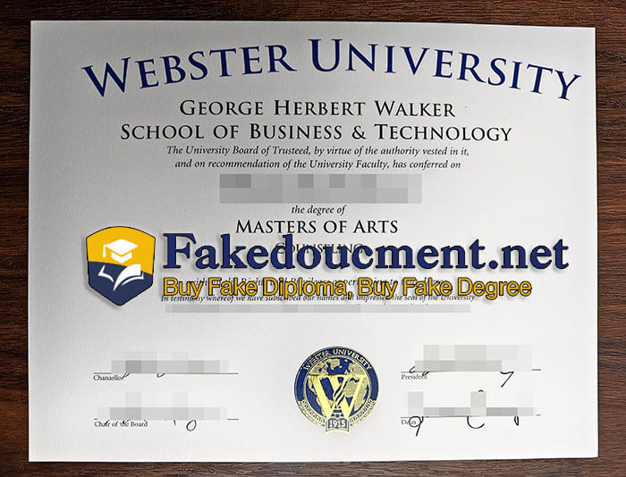 purchase fake Webster University diploma