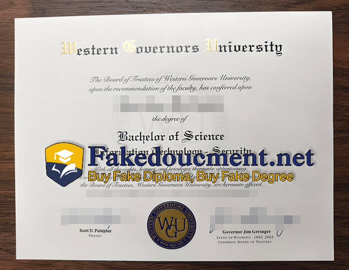 purchase fake Western Governors University diploma