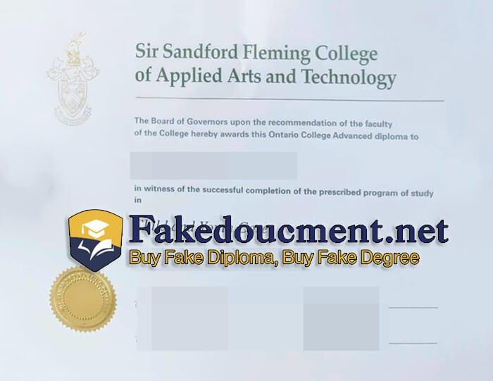 purchase realistic Sir Sandford Fleming College of Applied Arts and Technology certificate