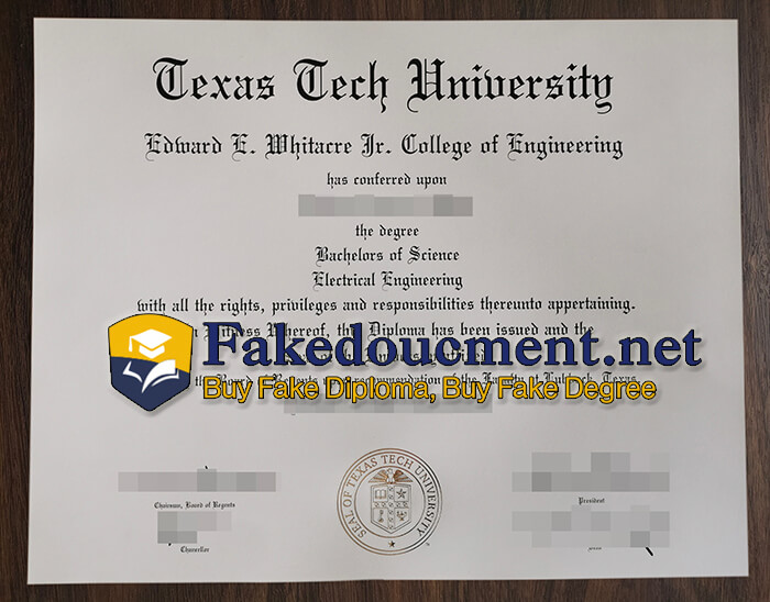 purchase realistic Texas Tech University diploma