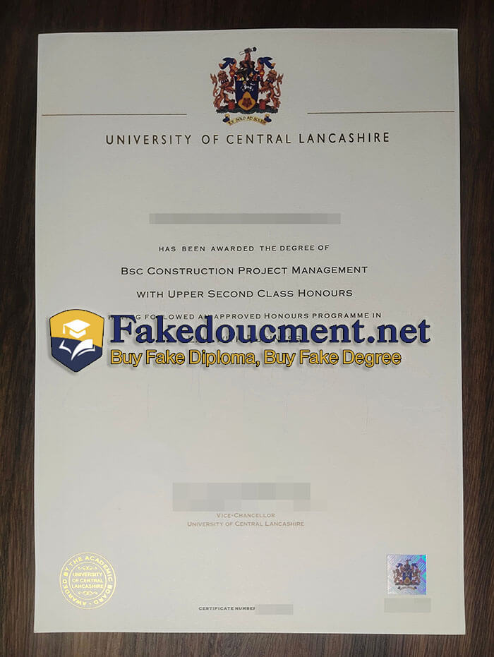 purchase realistic University of Central Lancashire diploma