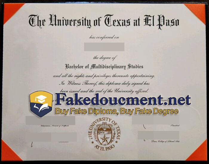 purchase realistic University of Texas at El Paso diploma