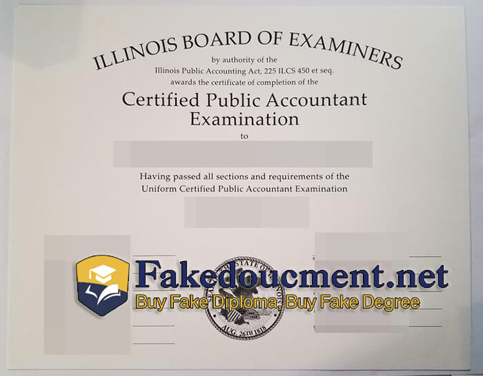 purchase realistic Illinois Board of Examiners CPA certificate