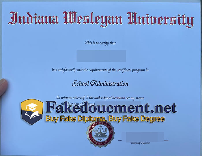 purchase realistic Indiana Wesleyan University certificate