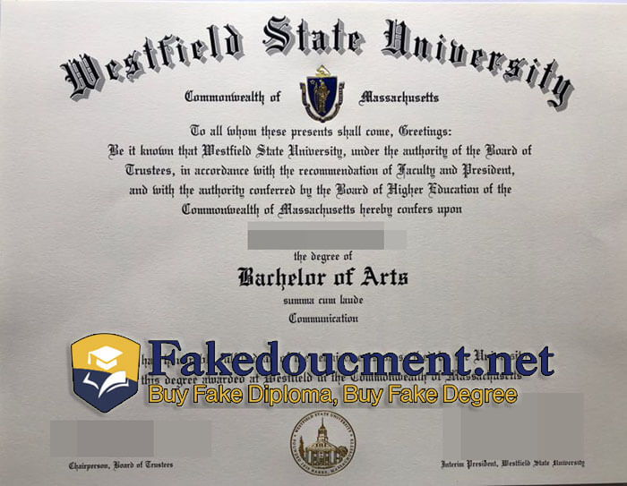 purchase realistic Westfield State University diploma