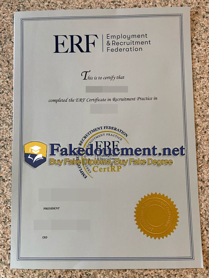 purchase realistic Employment & Recruitment Federation certificate