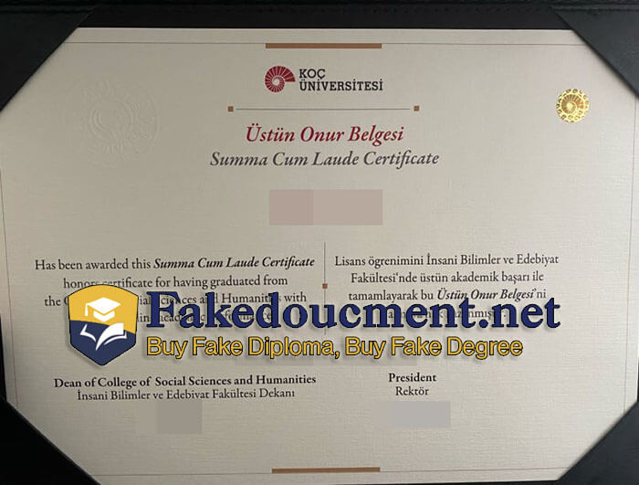 purchase realistic Koc Universitesi certificate