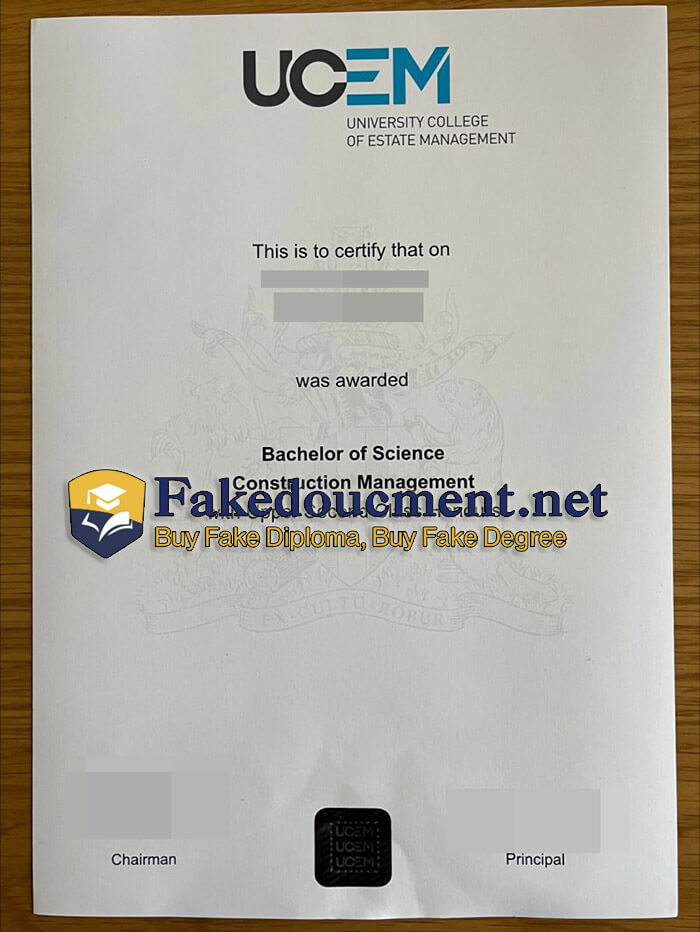 purchase realistic University College of Estate Management diploma