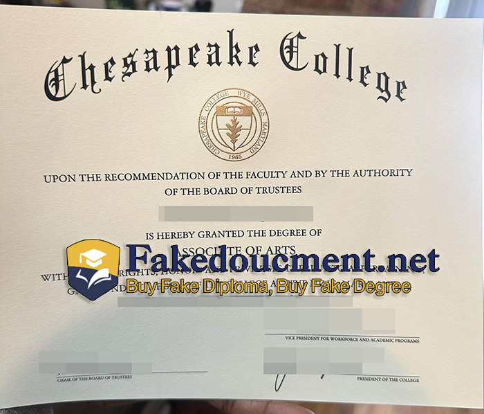 purchase realistic Chesapeake College diploma