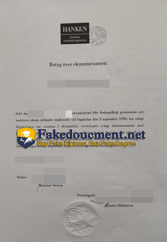 purchase realistic Hanken Svenska Handelshogskolan diploma