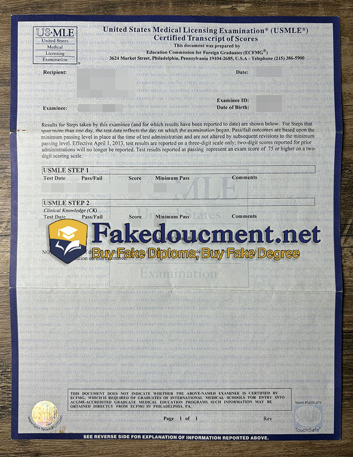 purchase realistic United States Medical Licensing Examination Transcript
