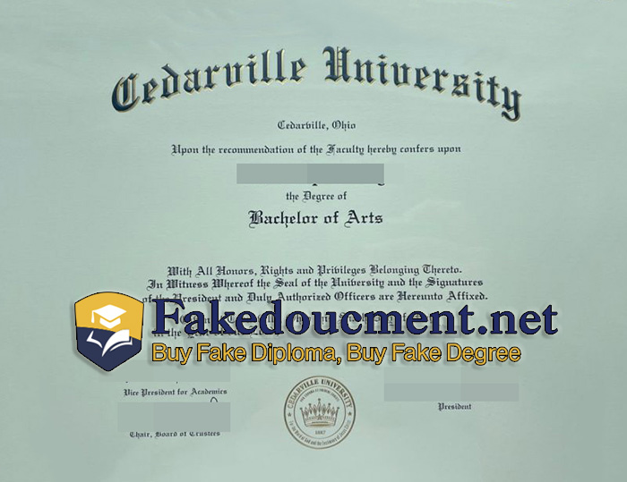 purchase realistic Cedarville University diploma