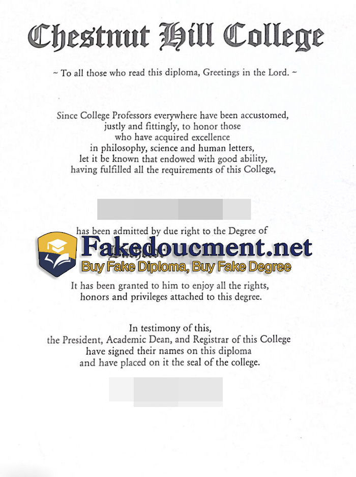 purchase realistic Chestnut Hill College diploma