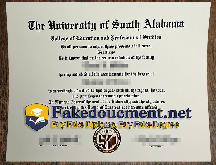 purchase realistic University of South Alabama diploma