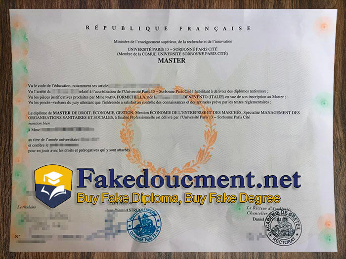purchase realistic Universite Paris 13 diploma