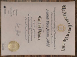 purchase realistic American Board of Opticianry certificate