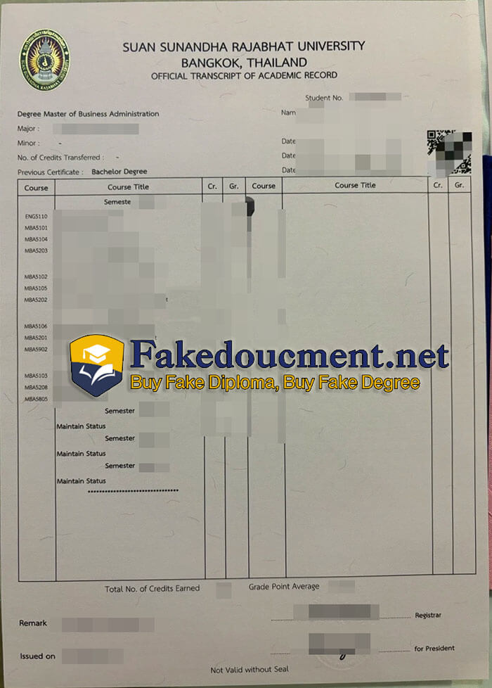 purchase realistic Suan Sunandha Rajabhat University Transcript