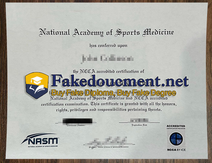 purchase realistic National Academy of Sports Medicine certificate