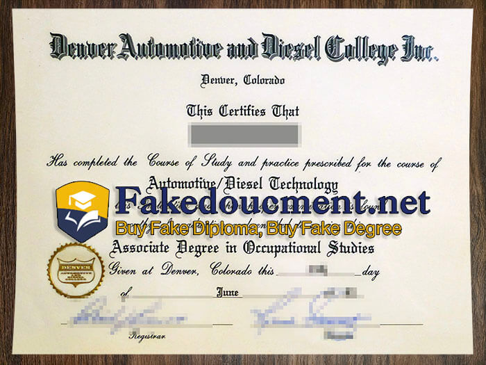 purchase realistic Denver Automotive and Diesel College Iur diploma