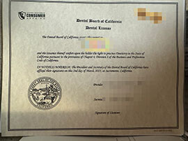 purchase realistic Dental Board of California Dental License certificate