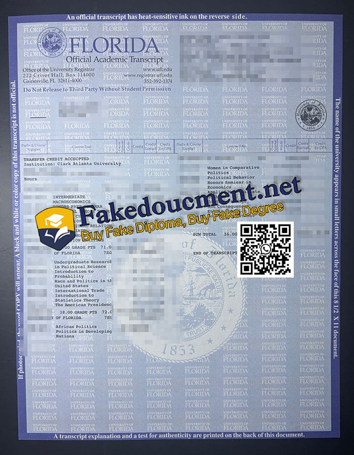 purchase realistic University of Florida Transcript
