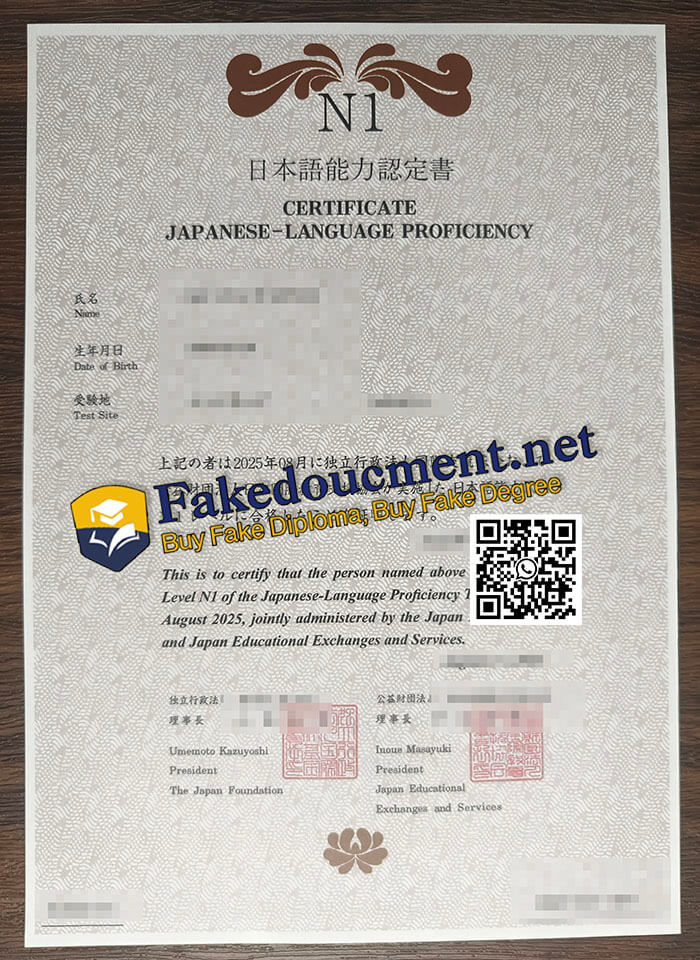 purchase realistic Certificate Japanese Language Proficiency