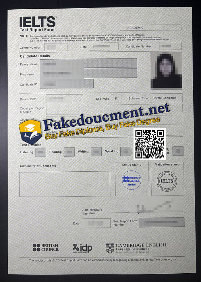 purchase realistic IELTS Test Report Form
