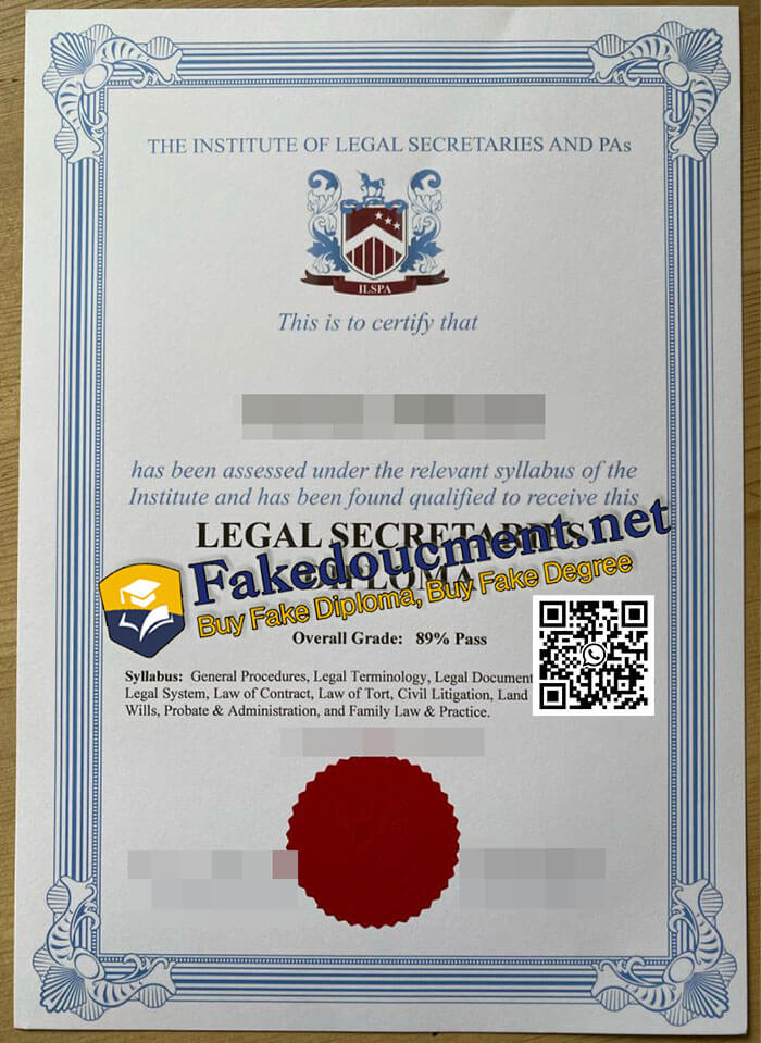 purchase realistic Institute of Legal Secretaries and PAs diploma