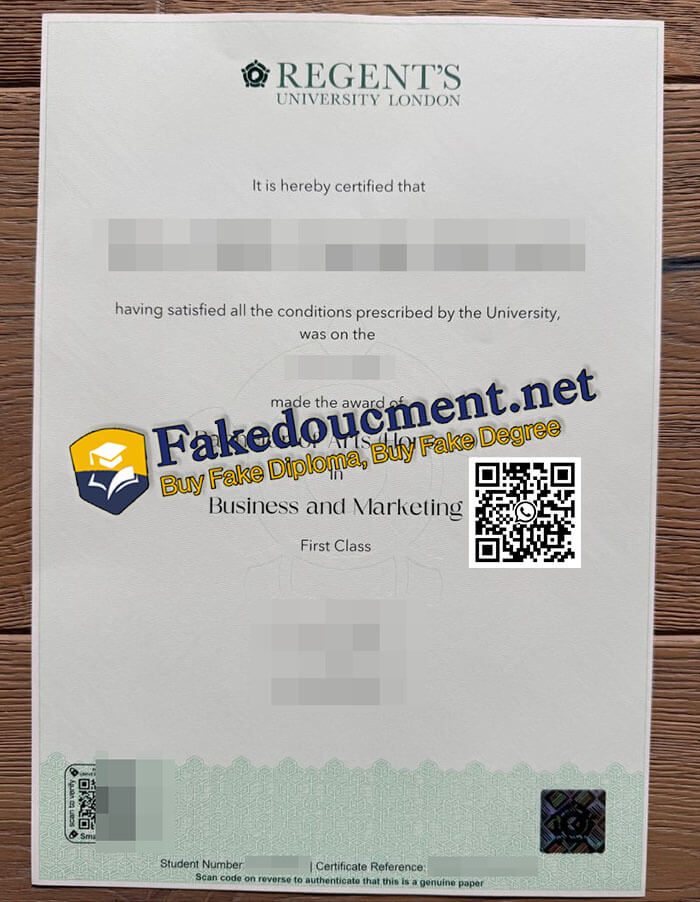 purchase realsitic Regent's University London diploma