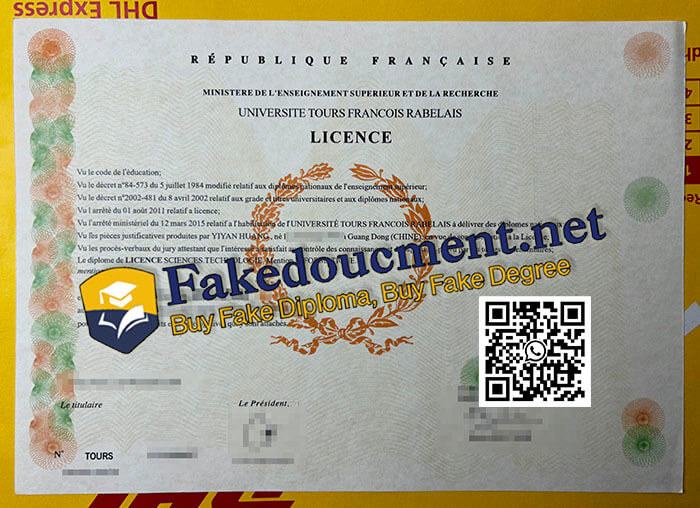 purchase realsitic Universite Tours Francois Rabelais diploma
