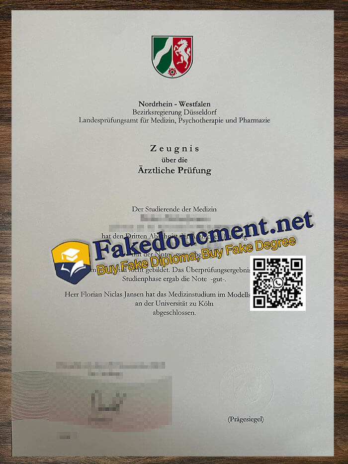 purchase realistic Bezirksregierung Düsseldorf Ärztliche Prüfung Zeugnis certificate