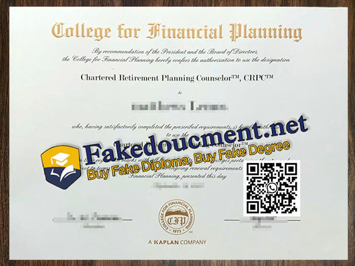 purchase realistic College for Financial Planning certificate