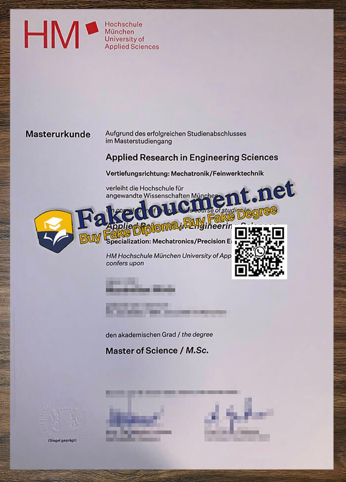 purchase realistic Hochschule München diploma