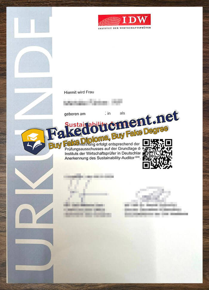 purchase realistic Institut der Wirtschaftsprüfer Urkunde