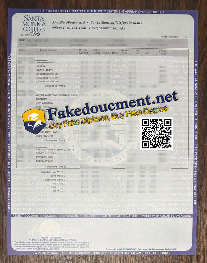 purchase realistic Santa Monica College Transcript