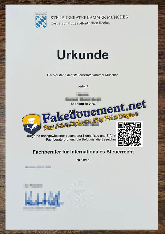 purchase realistic Steuerberaterkammer München urkunde