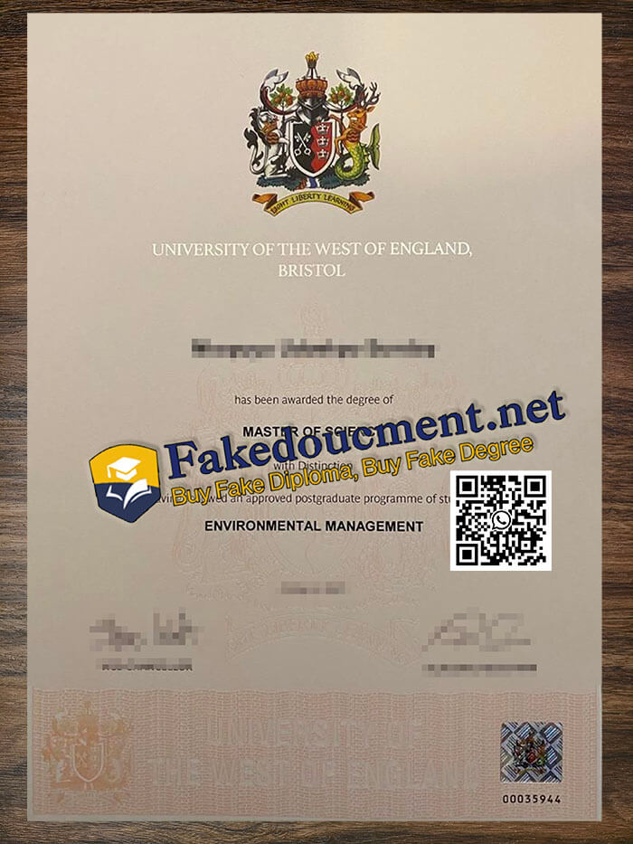 purchase realistic University of the West of England Bristol diploma
