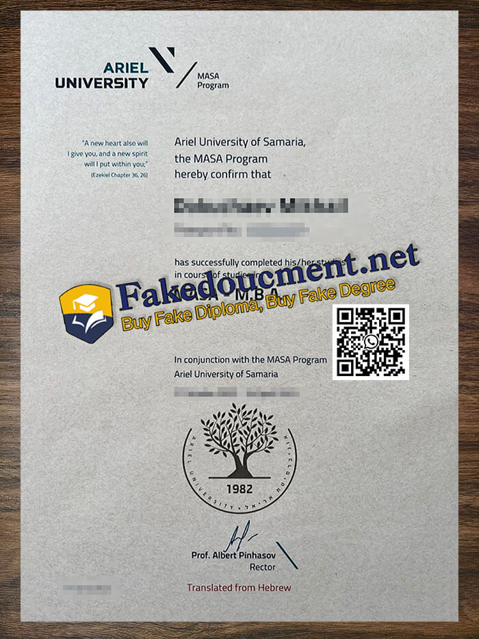purchase realistic Ariel University diploma