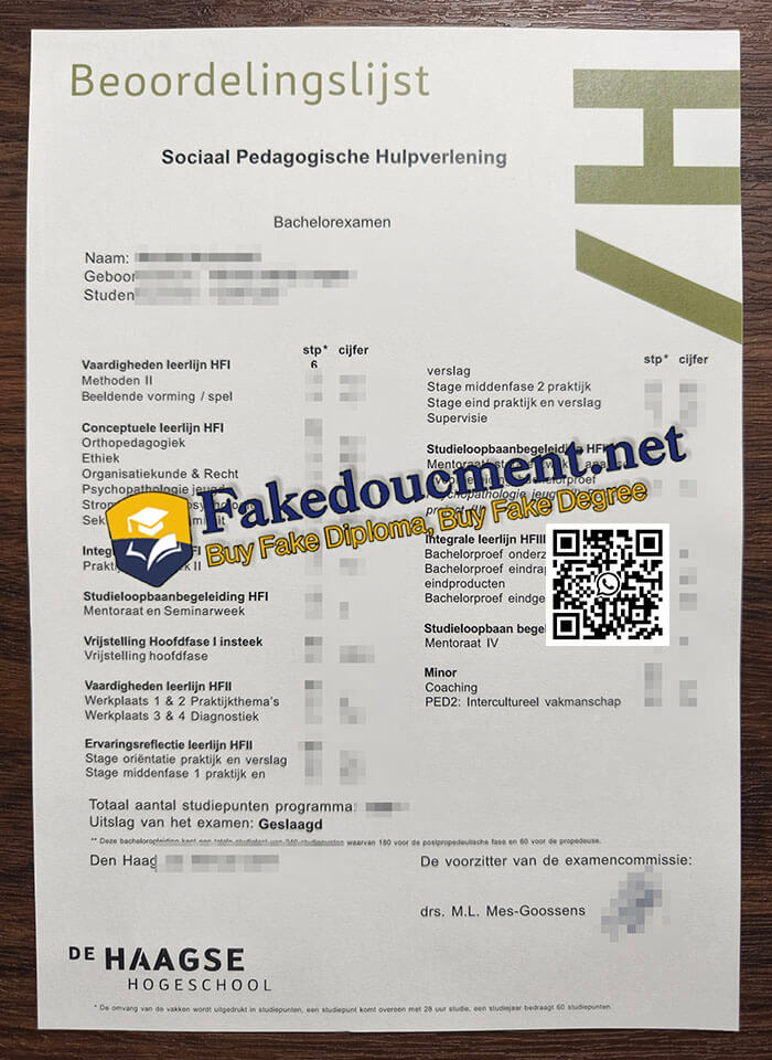 purchase realistic De Haagse Hogeschool Transcript