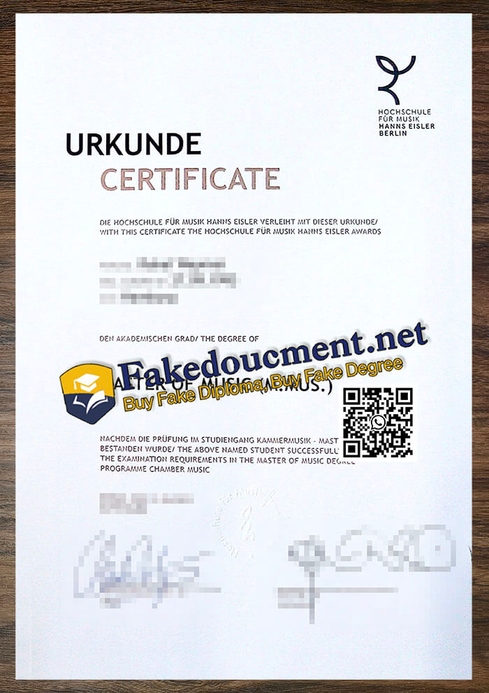 purchase realistic Hochschule für Musik Hanns Eisler Berlin diploma