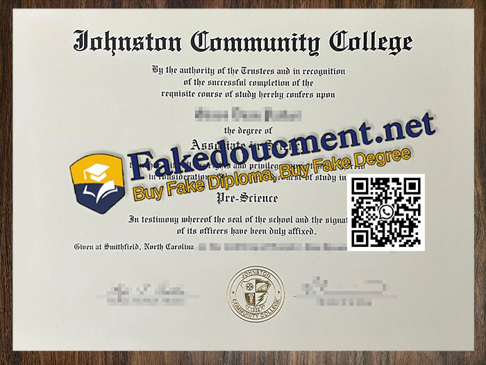 purchase realistic Johnston Community College diploma